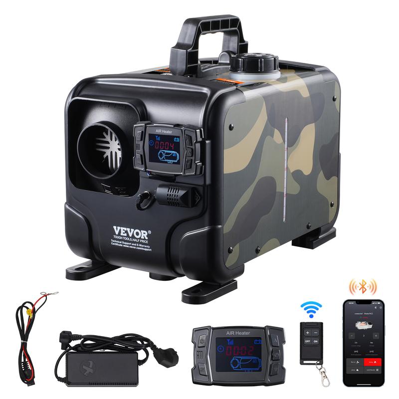 8 kW Dieselheizung, 12 V/24 V All-in-One Diesel-Luftheizung, Bluetooth-App-Steuerung, Fernbedienung und Display, CO-Alarm, schnelle Aufheizung