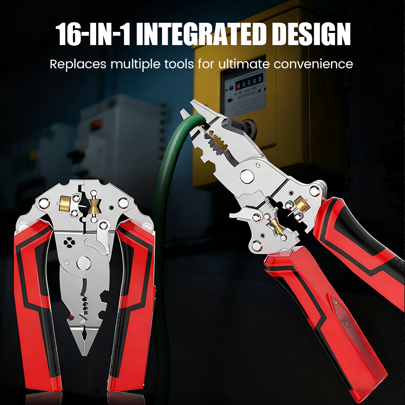 16-in-1 faltbare multifunktionale Abisolierzange mit Spannungsprüfer
