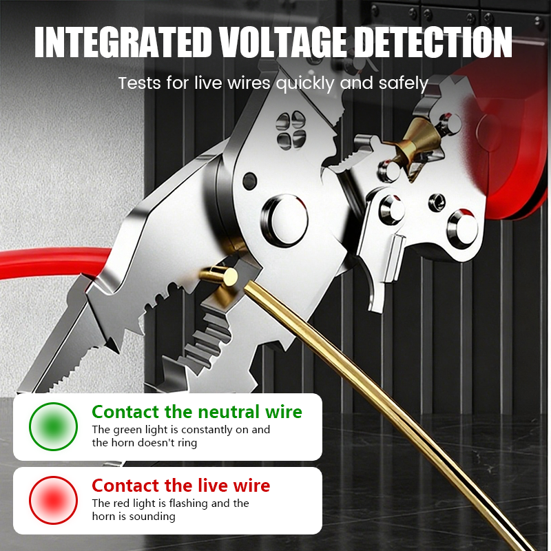 16-in-1 faltbare multifunktionale Abisolierzange mit Spannungsprüfer