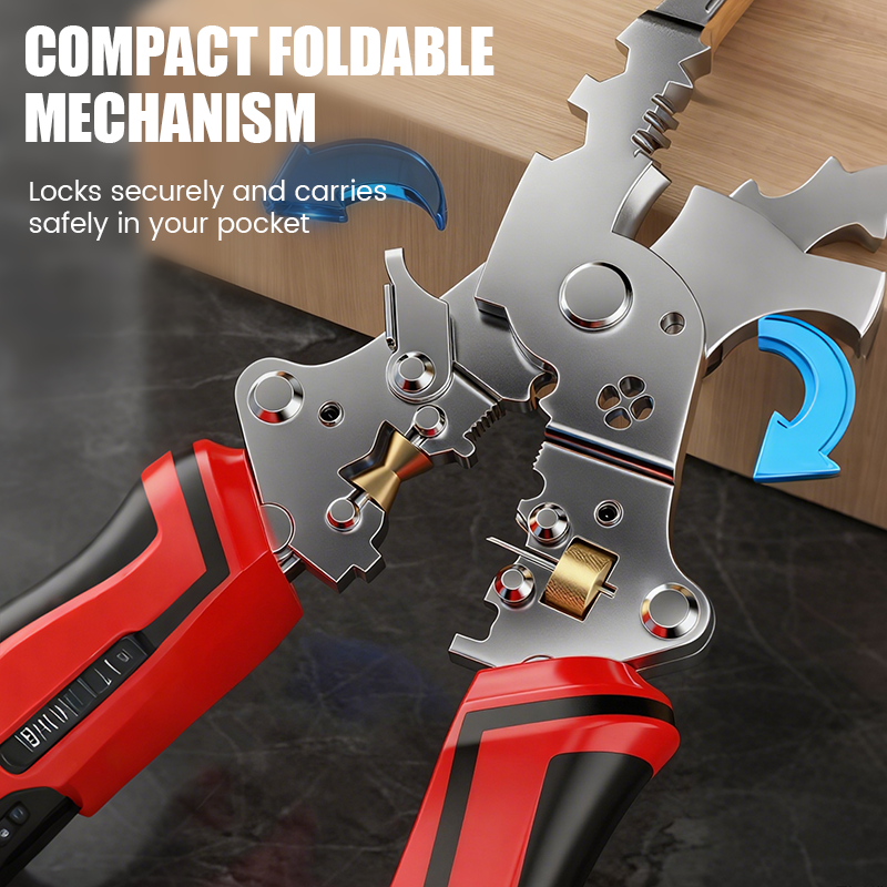 16-in-1 faltbare multifunktionale Abisolierzange mit Spannungsprüfer